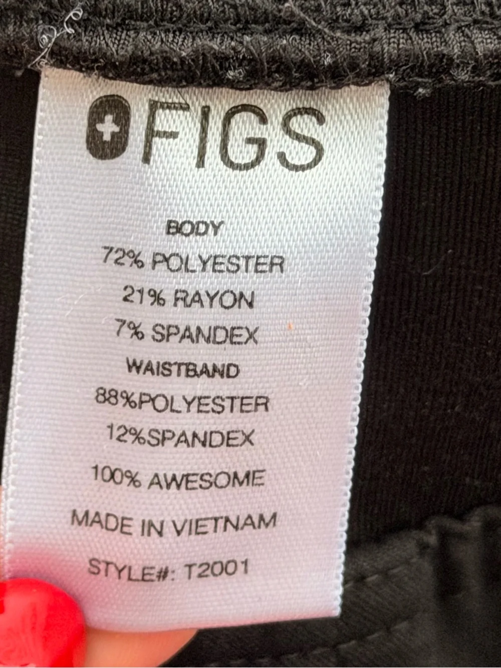 Figs Men's Black Scrub Pants with White Drawstring Size Large